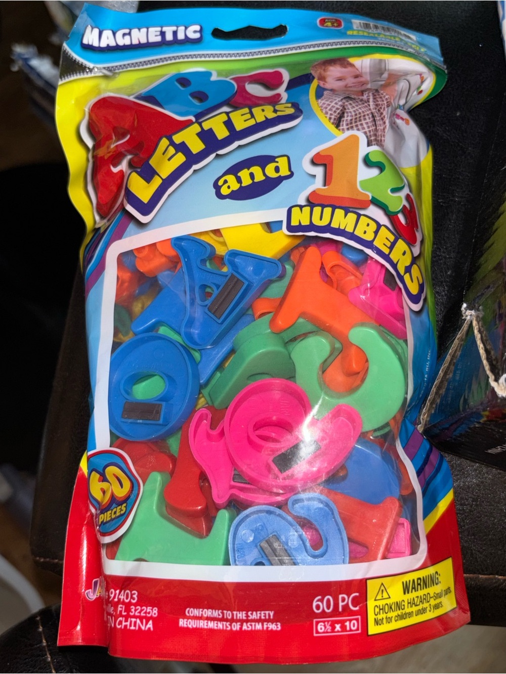 Magnetic ABC LETTERS and 123 NUMBERS Bag Ja-Ru 60 Pcs Colorful 6 Math Symbols 3+